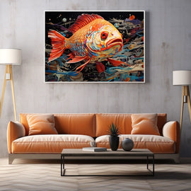 Tableau Poisson Stylisé, art mural décoration nature