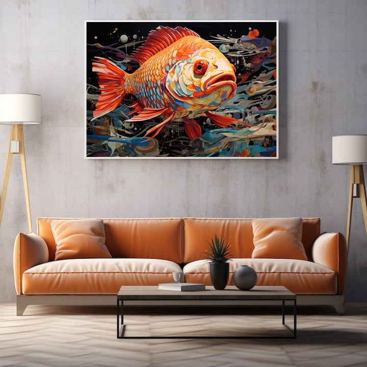 Tableau Poisson Stylisé, art mural décoration nature