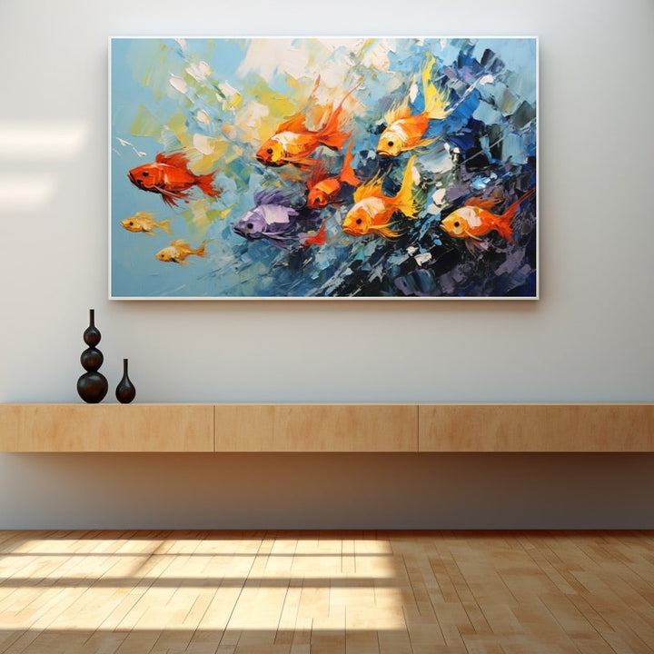 Tableau Poissons Abstraits, art mural décoration nature