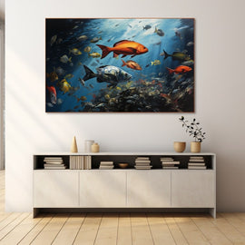 Tableau Poissons Colorés Modernes, art mural décoration nature
