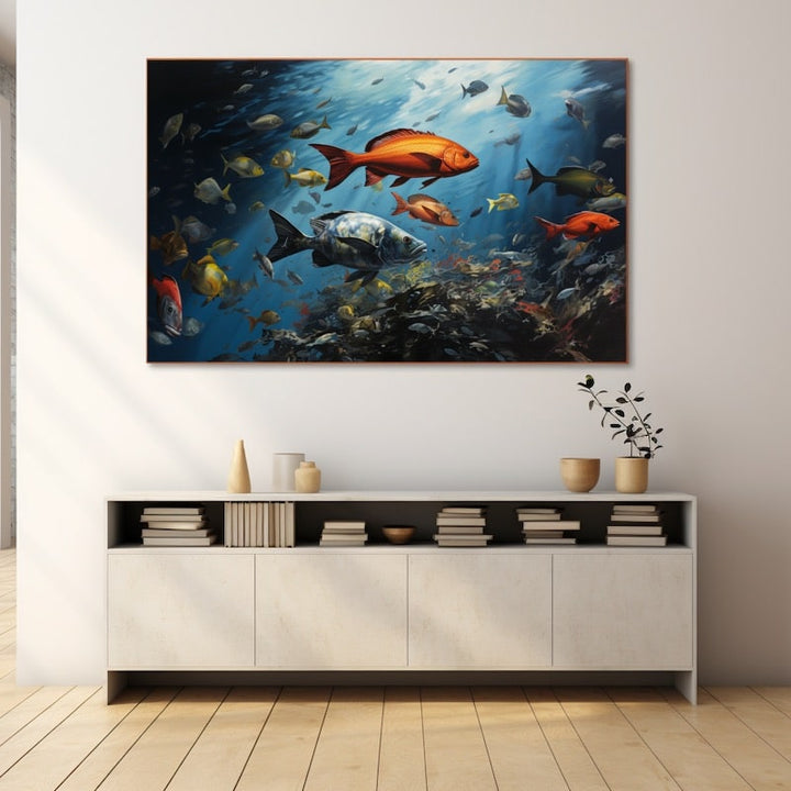 Tableau Poissons Colorés Modernes, art mural décoration nature