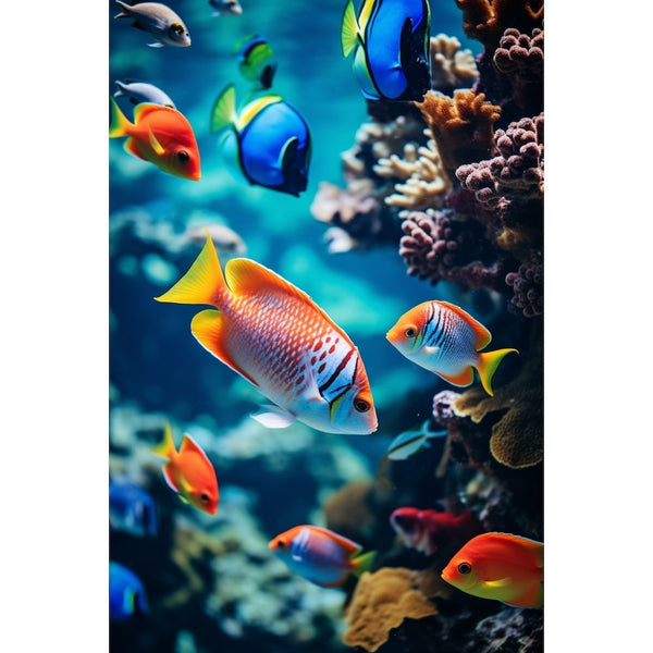 Tableau Coloré Poissons, art mural décoration nature