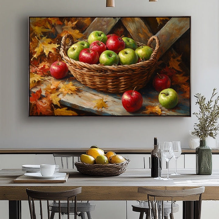Tableau Panier de Pommes, art mural décoration nature