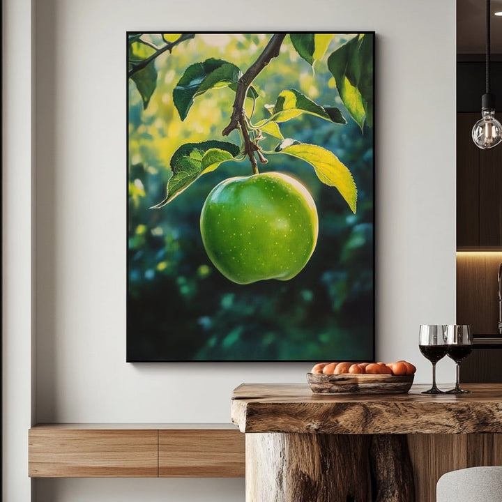 Tableau Pomme Verte sur Branche, art mural décoration nature