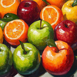Tableau Pommes et Oranges, art mural décoration nature