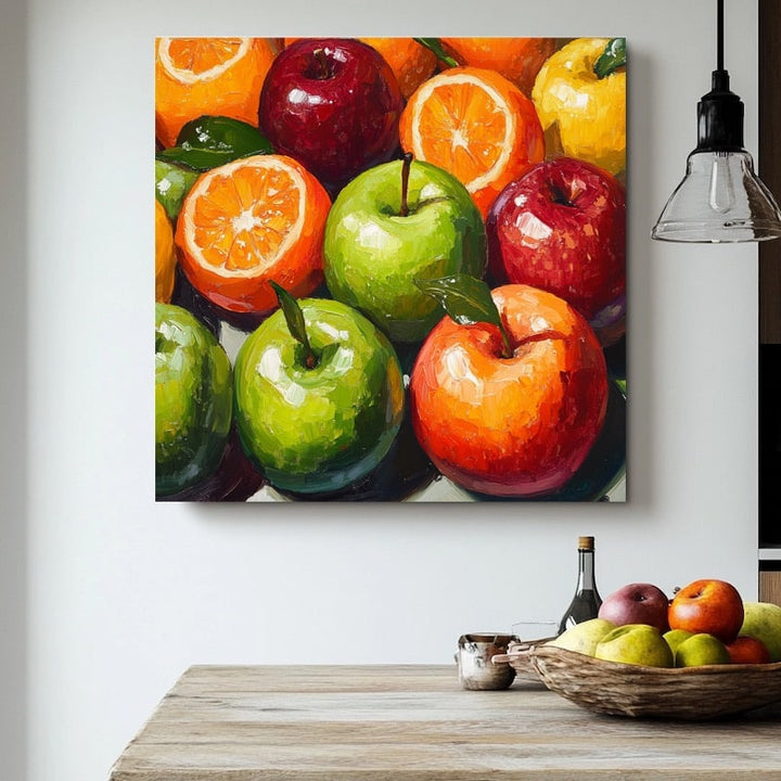 Tableau Pommes et Oranges, art mural décoration nature