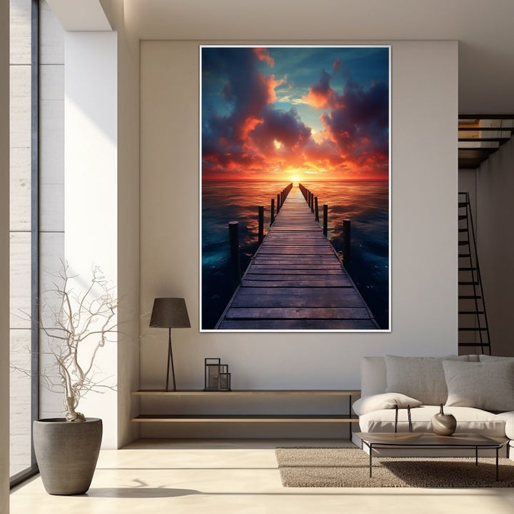 Tableau Ponton Bord de Mer, art mural décoration nature