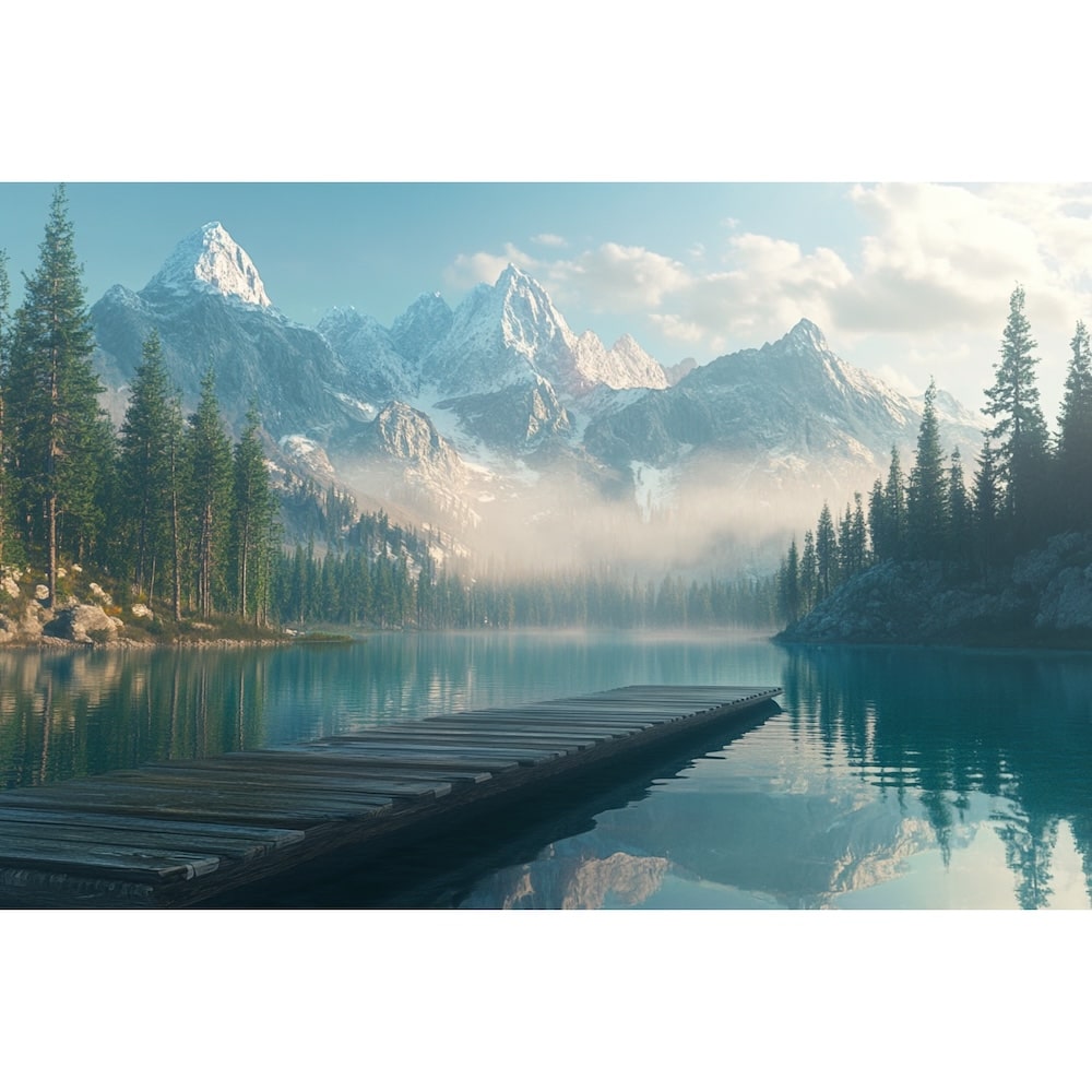 Tableau Ponton sur Lac, art mural décoration nature