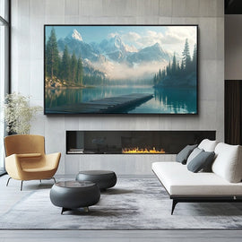 Tableau Ponton sur Lac, art mural décoration nature