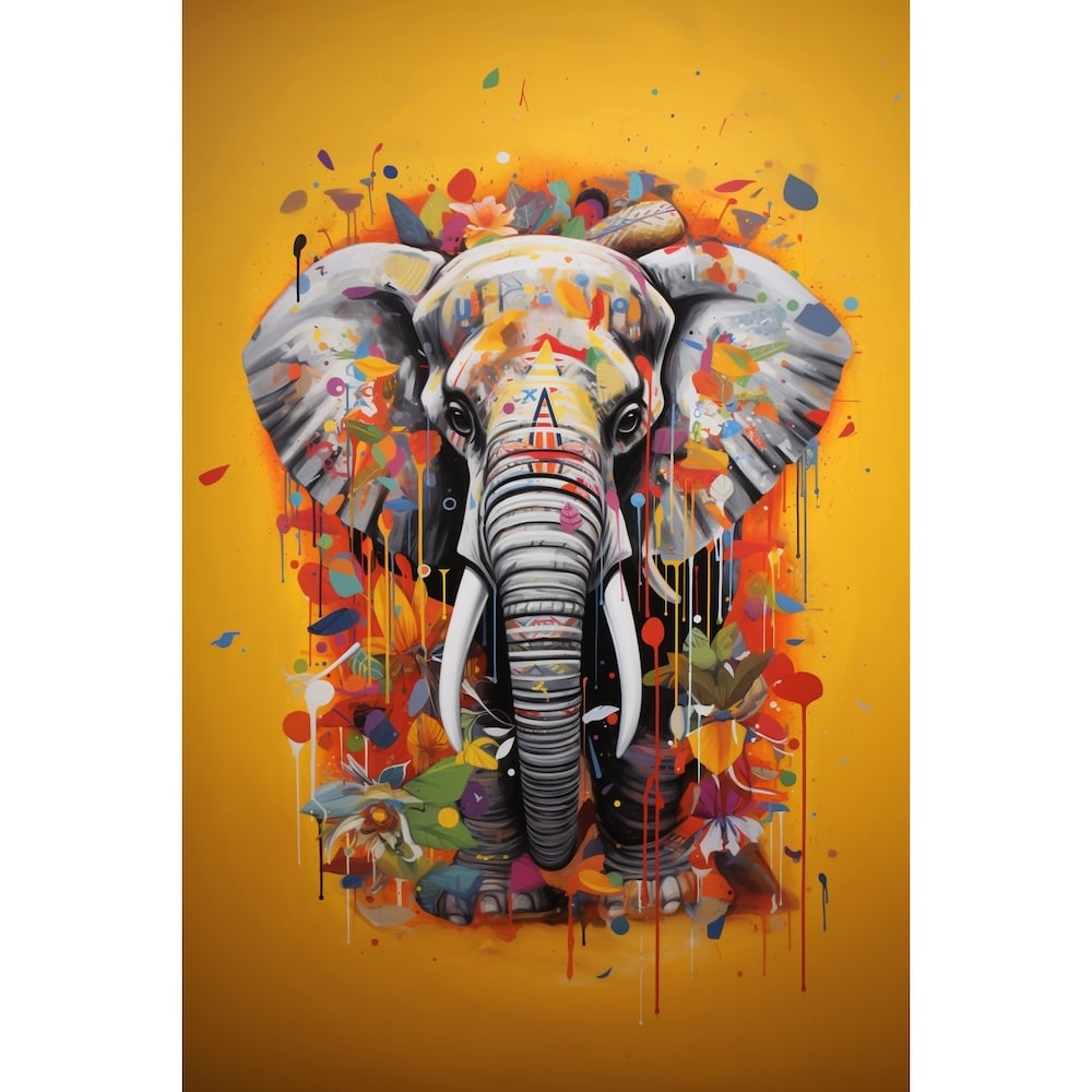 Tableau Éléphant Pop Art, art mural décoration nature