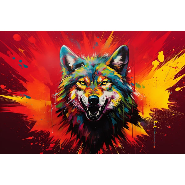 Tableau Loup Pop Art, art mural décoration nature