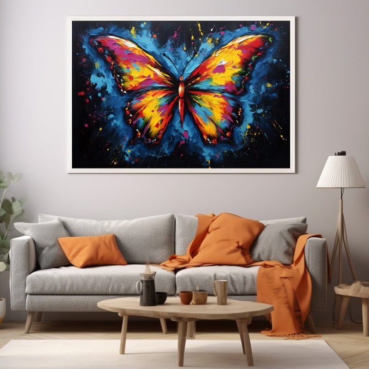 Tableau Pop Art Papillon, art mural décoration nature