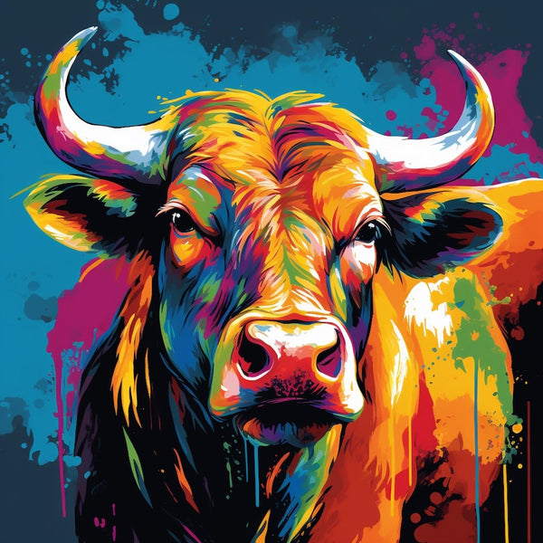 Tableau Taureau Pop Art, art mural décoration nature
