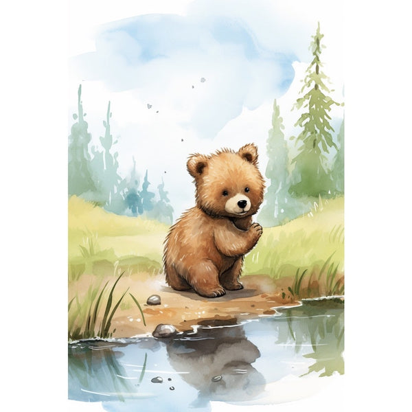 Tableau pour Enfant Ours Forêt, art mural décoration nature