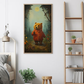 Tableau pour Enfant Ours Forêt Couleurs, art mural décoration nature
