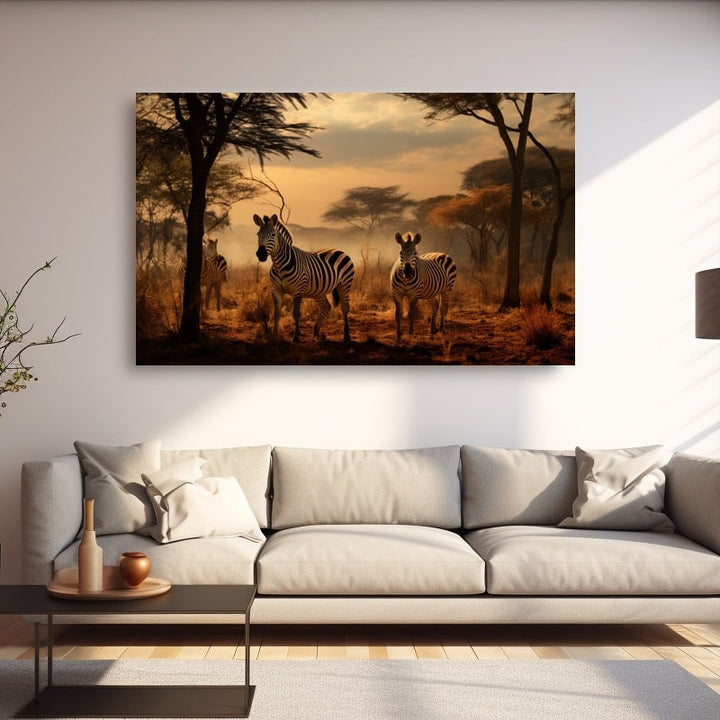 Tableau pour Salon Zèbre, art mural décoration nature