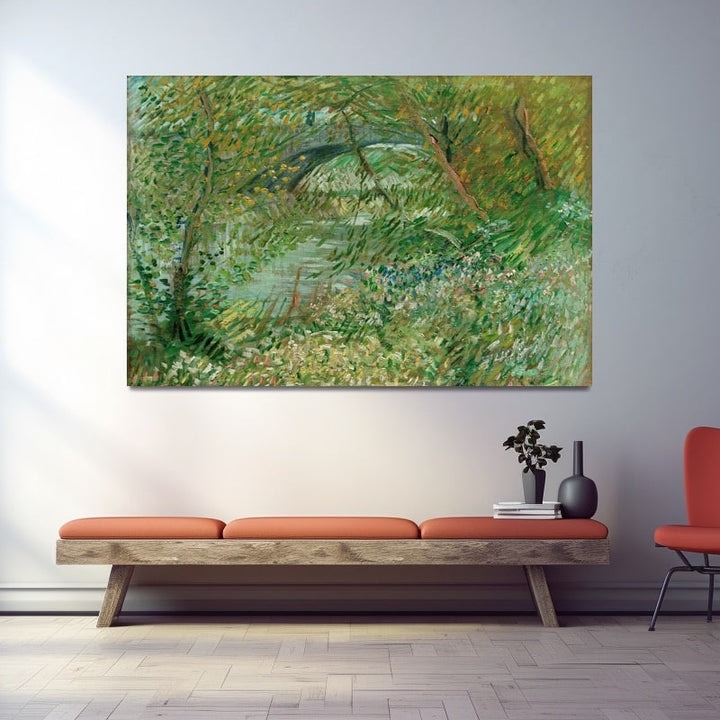 Tableau Bord de Rivière au Printemps, art mural décoration nature