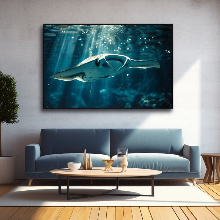 Tableau Raie Manta, art mural décoration nature