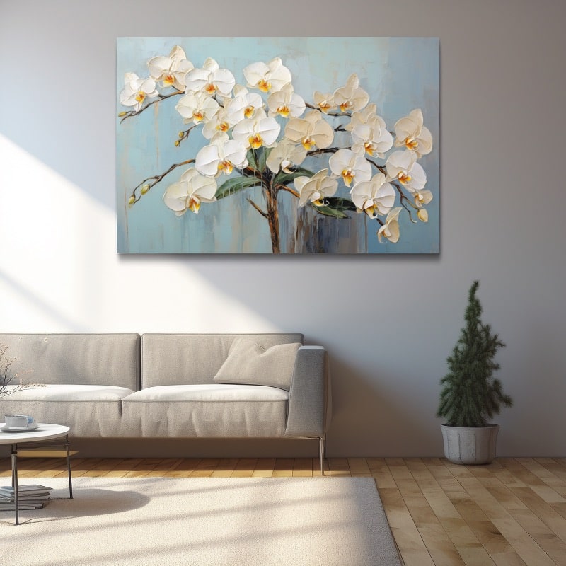 Tableau Rectangulaire Orchidée Blanche