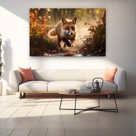 Tableau Renard Chassant, art mural décoration nature