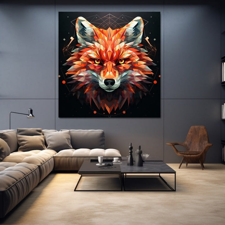 Tableau Renard Géométrique, art mural décoration nature