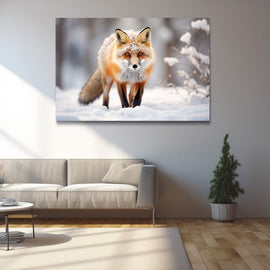 Tableau Renard Roux sur la Neige, art mural décoration nature