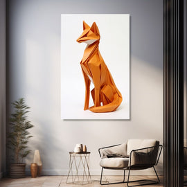 Tableau Renard Origami, art mural décoration nature