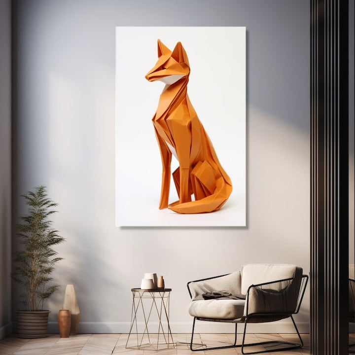 Tableau Renard Origami, art mural décoration nature