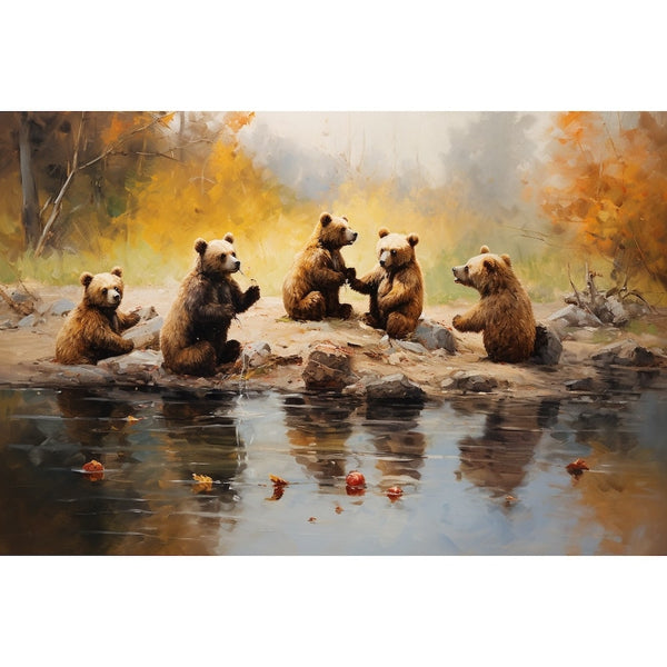 Tableau Ours Rigolo, art mural décoration nature