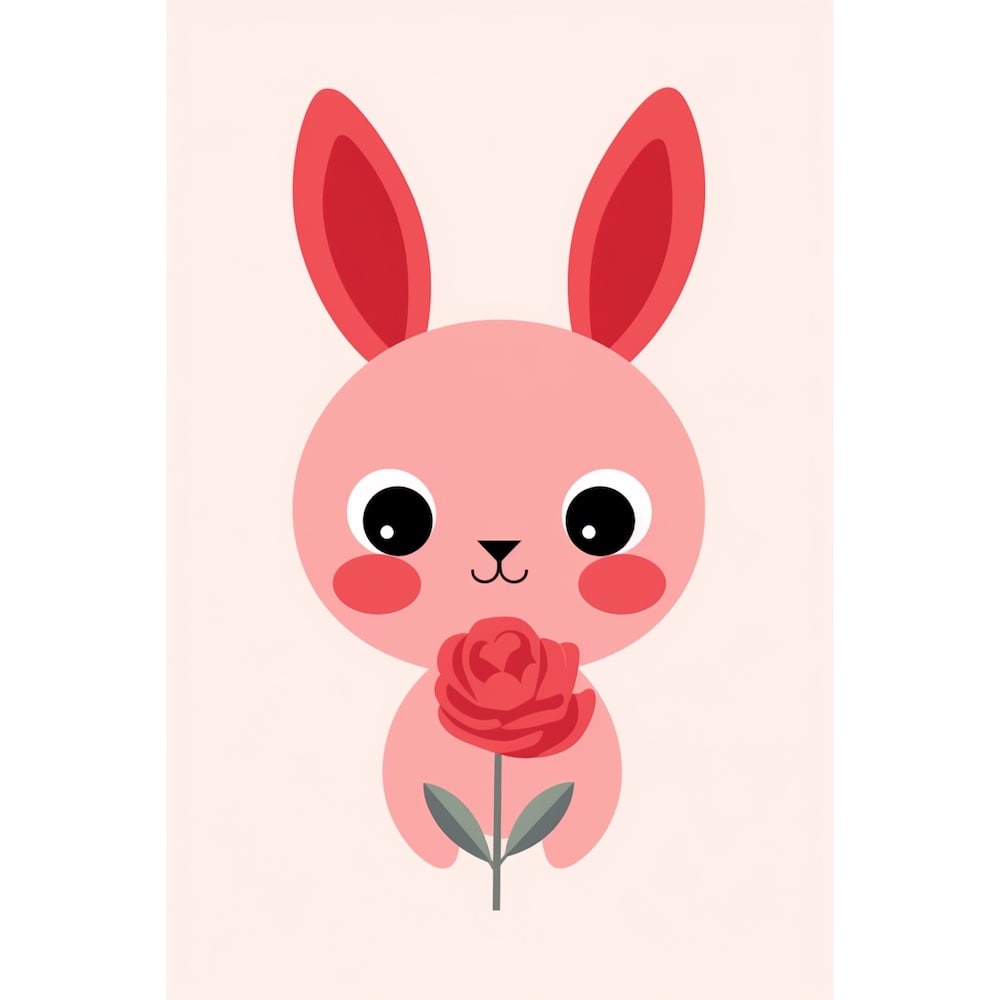 Tableau Lapin Rose, art mural décoration nature