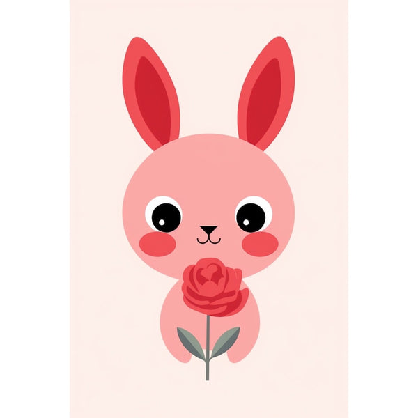 Tableau Lapin Rose, art mural décoration nature
