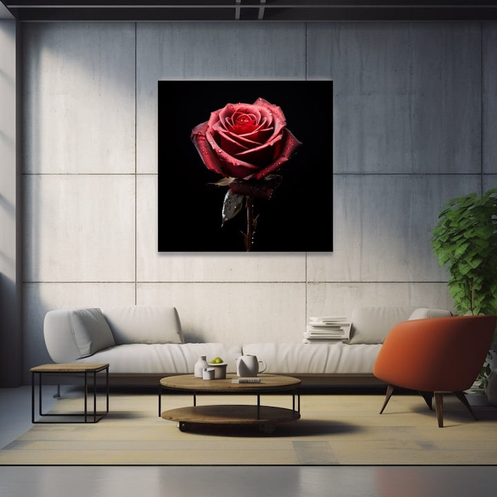 Tableau Rose Rouge Contemporain, art mural décoration nature
