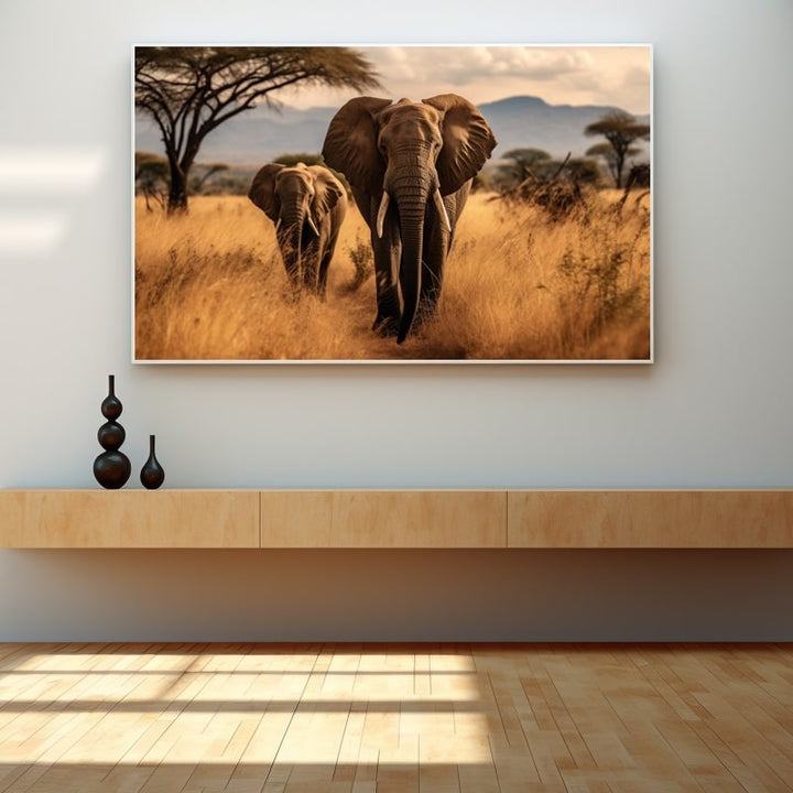 Tableau Savane Éléphant, art mural décoration nature