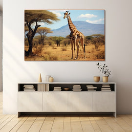 Tableau Savane Girafe, art mural décoration nature