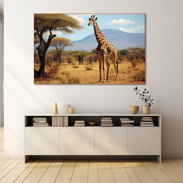 Tableau Savane Girafe, art mural décoration nature