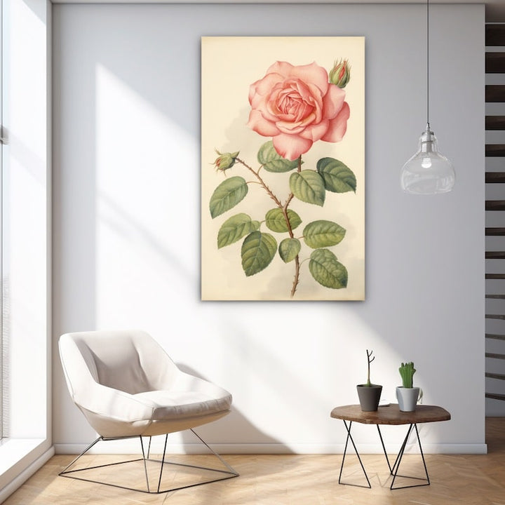 Tableau Scandinave Rose, art mural décoration nature