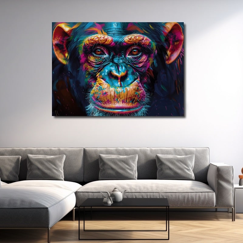 Tableau Singe Coloré, art mural décoration nature