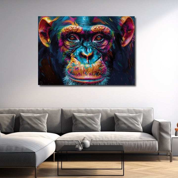 Tableau Singe Coloré, art mural décoration nature