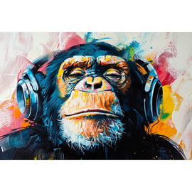 Tableau Singe au Casque Pop Art, art mural décoration nature