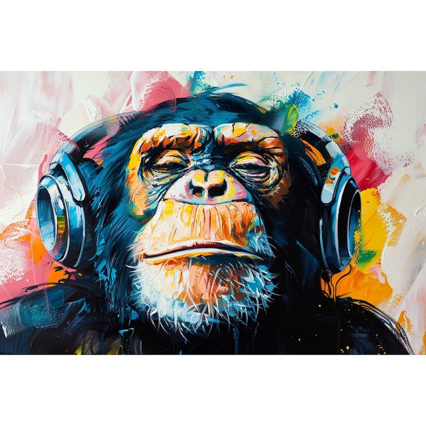 Tableau Singe au Casque Pop Art, art mural décoration nature