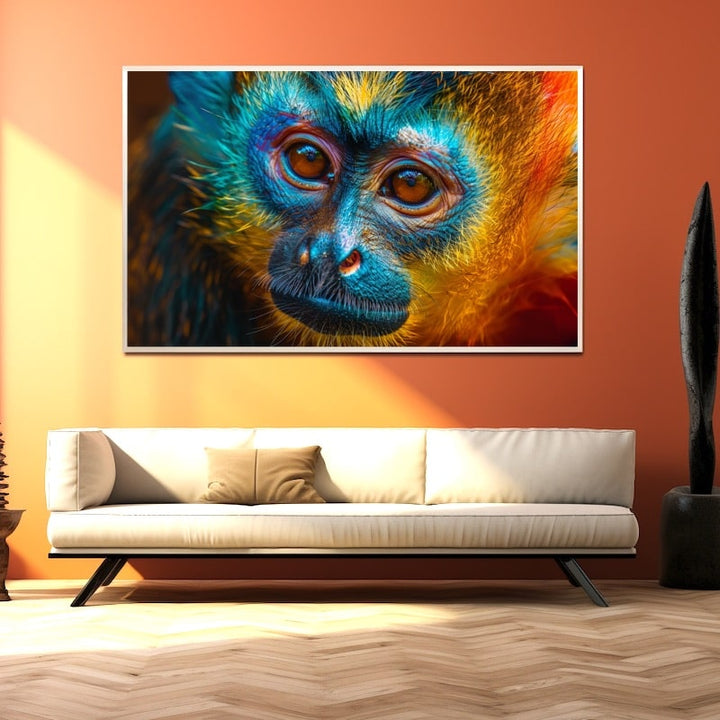 Tableau Singe Multicolore, art mural décoration nature