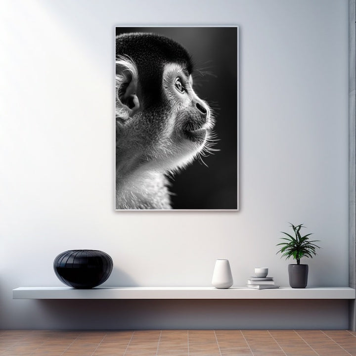 Tableau Singe Noir et Blanc, art mural décoration nature