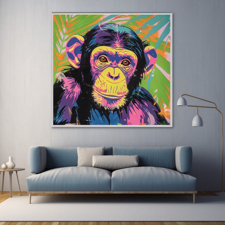 Tableau Singe Peinture Pop Art, art mural décoration nature