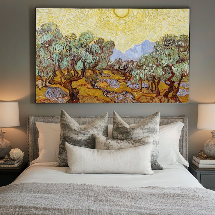 Tableau Soleil Van Gogh, art mural décoration nature