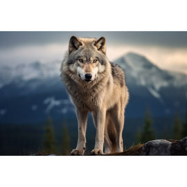 Tableau Loup Solitaire, art mural décoration nature