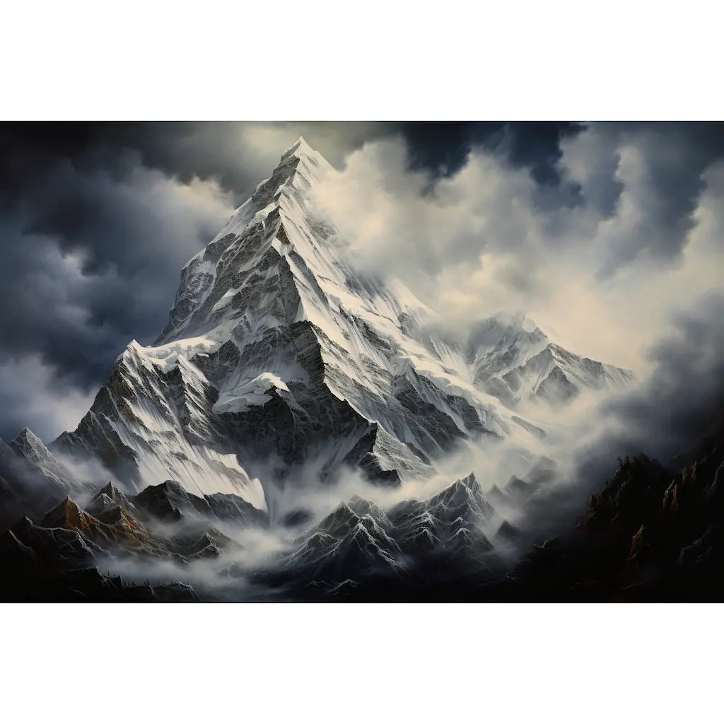 Tableau Sommet Enneigé dans la Brume, art mural décoration nature