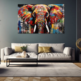 Tableau Street Art Éléphant, art mural décoration nature