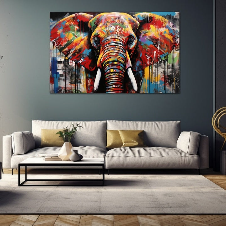 Tableau Street Art Éléphant, art mural décoration nature