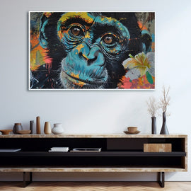 Tableau Street Art Singe, art mural décoration nature