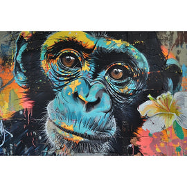 Tableau Street Art Singe, art mural décoration nature